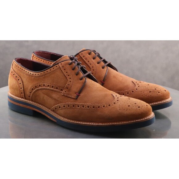 Ted Baker Men's Wingtip Oxfords Dress Shoes Size 11 Suede Tan - Picture 5 of 11